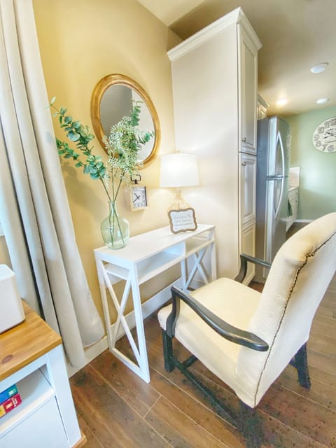 We hv 2 designated work spaces with wifi. Here is one in living space; & bdrm.