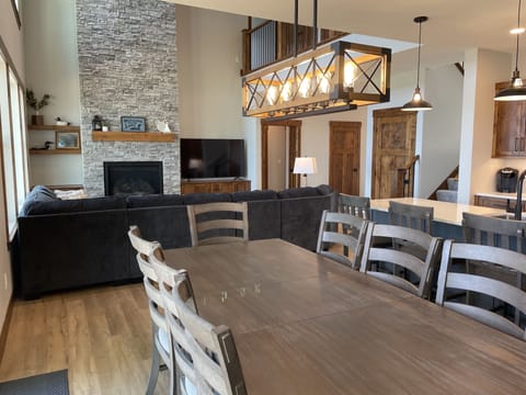 Open concept kitchen, dining room, and great room