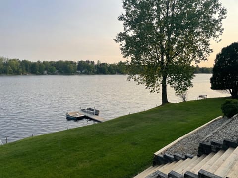 Large lakeshore frontage and private dock area. 