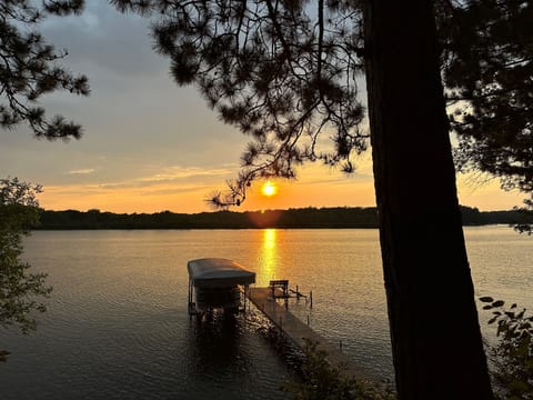 Red Pine Hideaway's view of Sibley Lake at Sunset