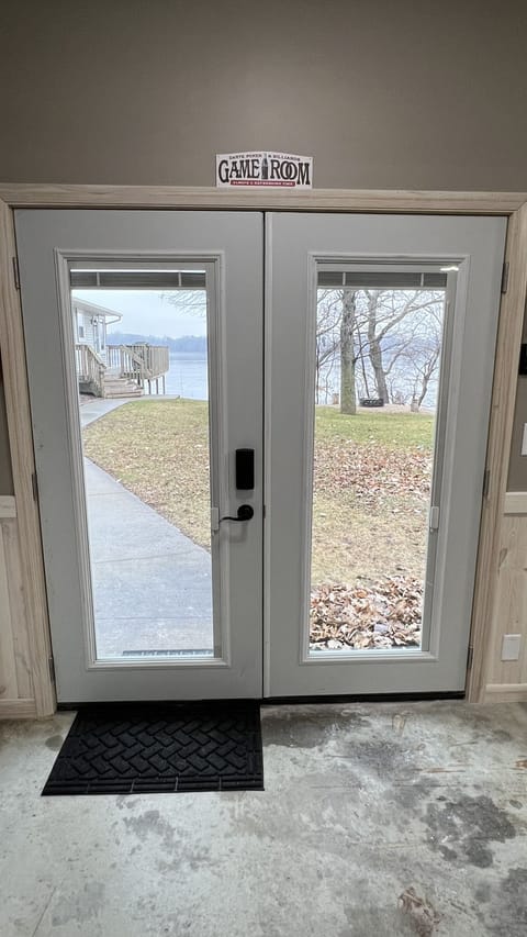 Great view of the lake out from the French door in the game room. 