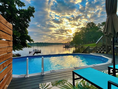 Enjoy the pool overlooking the lake. The pool is open mid-May through mid-Sep