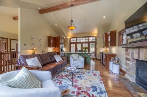 Open-concept living, kitchen and dining area