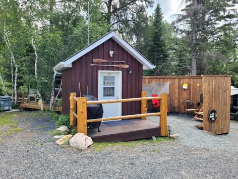 Fisher bunkie: parking, cabin and patio
