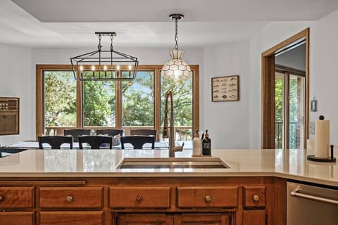 Fully stocked kitchen.