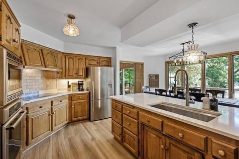 Fully stocked kitchen.