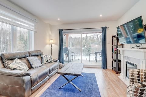 Living room with electric fireplace 