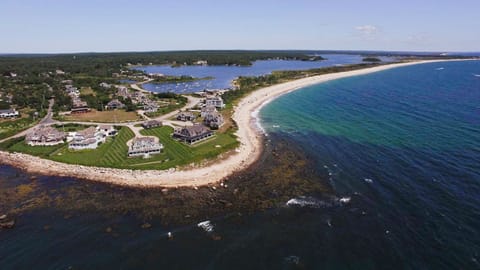 Aerial view of our private beach and pond! Just 5 minutes from house