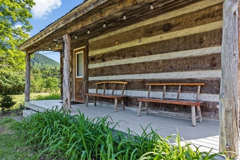 Covered front porch with bench seating