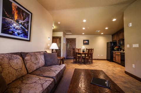 Unwind on the plush sofa after adventure-filled days.