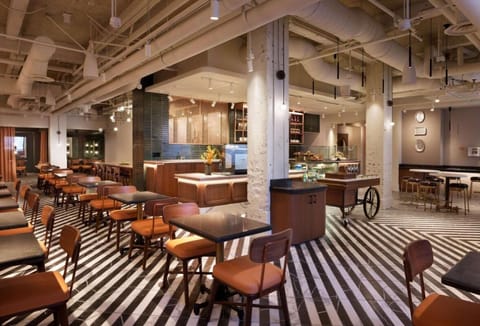 Start your morning with coffee in this stylish dining space.