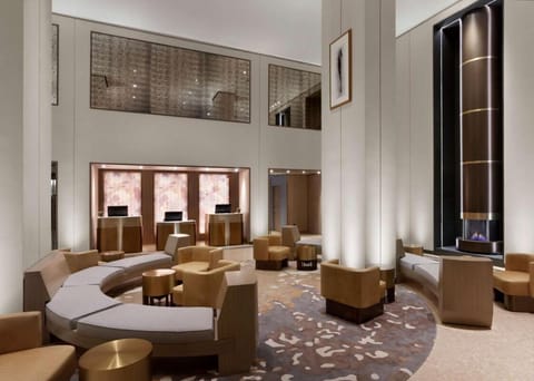 Arrive to a soaring, serene lobby with fireside elegance.