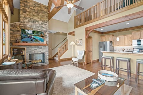 Living Room--- Cozy Fireplace and TV