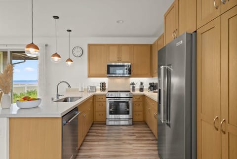 Bright kitchen ready for home meals