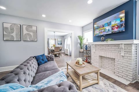 Beautifully decorated open concept living room