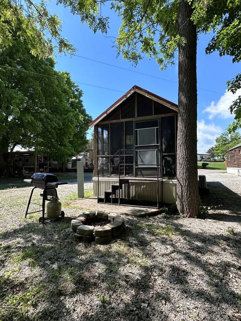 Cabin Exterior with Firepit and BBQ Grill