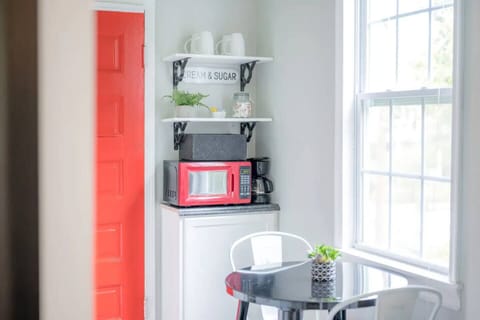 Eat in kitchen has a one cup coffee pot and we've got you covered on your morning coffee. 