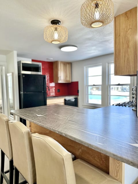 Gather here for nourishment or set up your remote work station right here! 