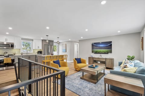 Open concept living room and kitchen area