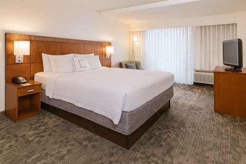 Settle in comfortably with two beds and a dedicated workspace.
