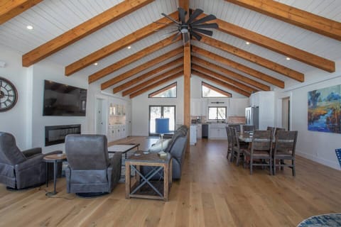 Cozy up in the great room with the electric fireplace 