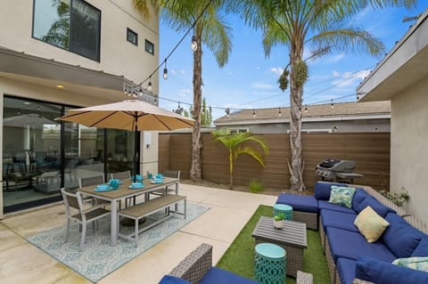 Backyard with seating and BBQ