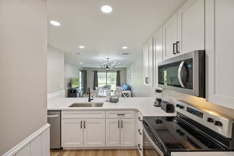 Kitchen is fully stocked, making meal prep a breeze.