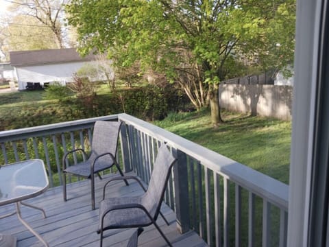 Deck overlooking back yard