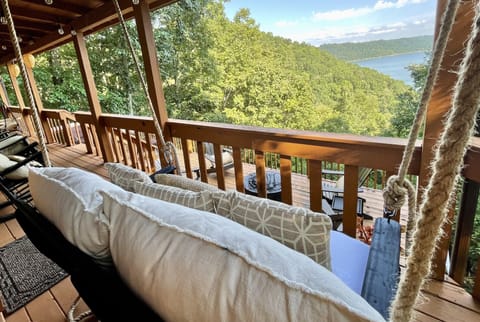 View from the bed swing on the covered porch. 