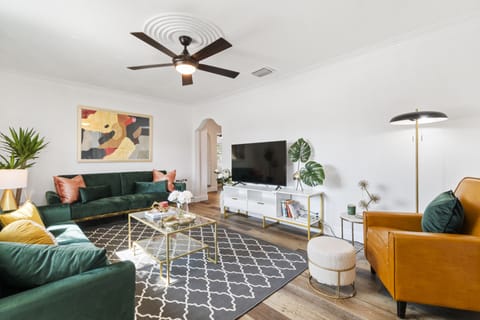 Living room with TV and pull out couches.