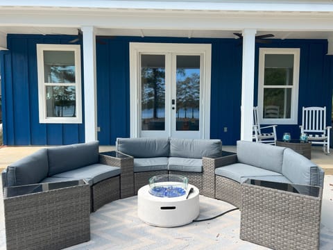 Amazing back porch with wonderful view of the lake.