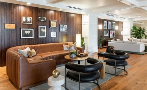 Settle into rich leather seating for a cozy evening chat.