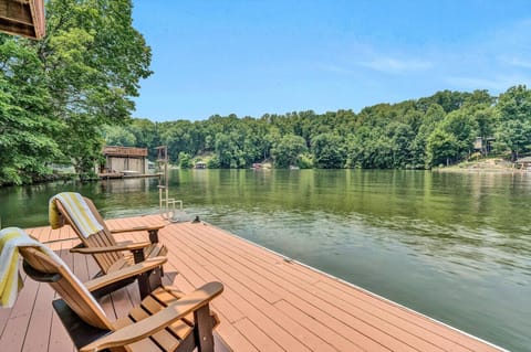 The private dock is perfect for fishing, docking your boat, or simply relaxing by the water.