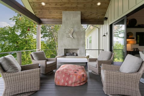 Enjoy the fresh mountain air while cozying up in front of the fireplace while gazing out over the mountains and fontana lake...