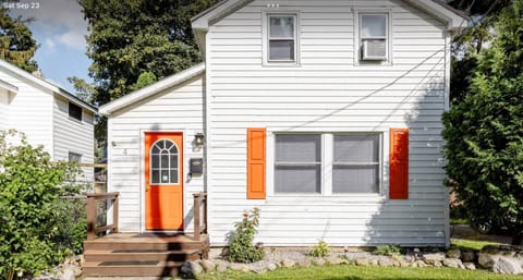 Residential area with cute color touches to help you locate the house. 