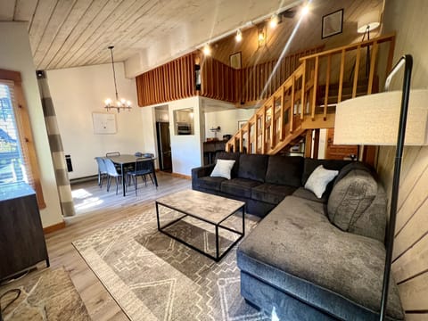 Bright open living area with comfortable pull out sofa.