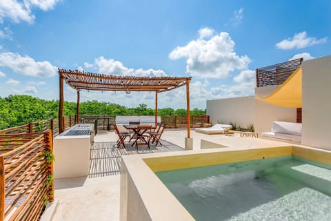Your own private rooftop lounge with a plunge pool & outdoor dining & lounging!