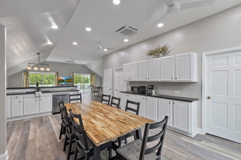 Beautifully crafted dining set with seating for eight.