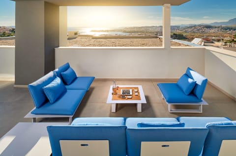 On the top terrace sitting area-sea view + city views