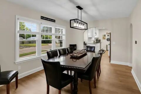 Dining room. Table seats 8 as you see it. Add the leaf to seat 12 comfortably.