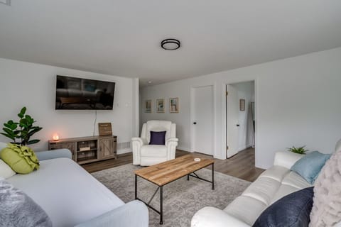 Spacious living room with smart TV