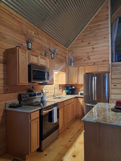 A view of the amenities available in the kitchen.