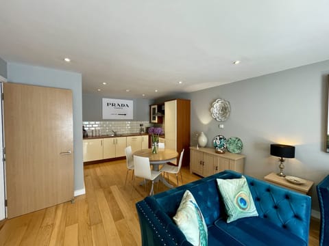 Open plan contemporary living dining space