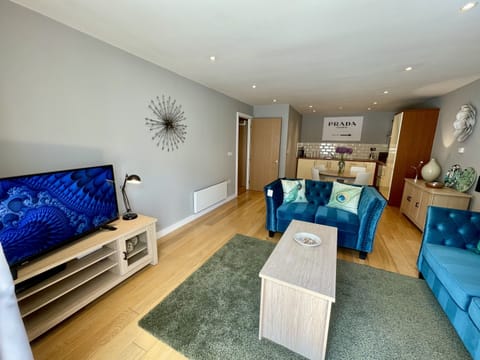 Open plan contemporary living dining space