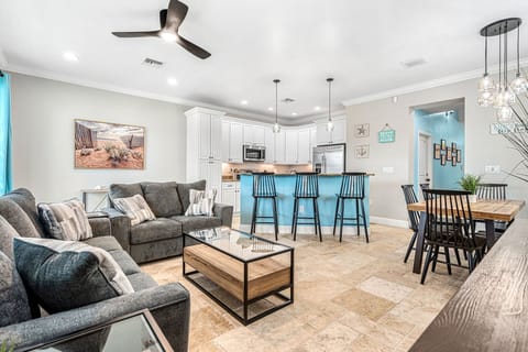 Living, dining, kitchen