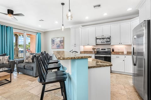 Kitchen and bar area