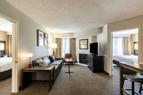 Stretch out after exploring with cozy seating and warm lighting.
