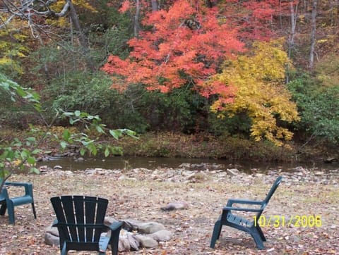 Beautiful fall day at Dennis Mill sitting around fire pit on creek.