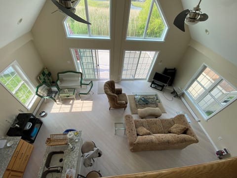 Bird’s eye view of the living space from top balcony