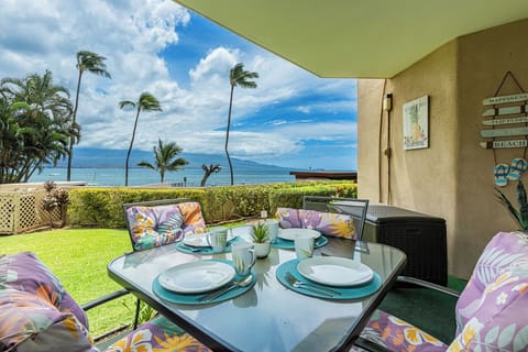 Dine outdoors on the covered patio